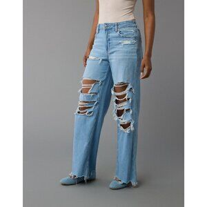 AMERICAN EAGLE NWT Dreamy Drape Super High Rise Baggy Wide Leg Jeans Womens 24